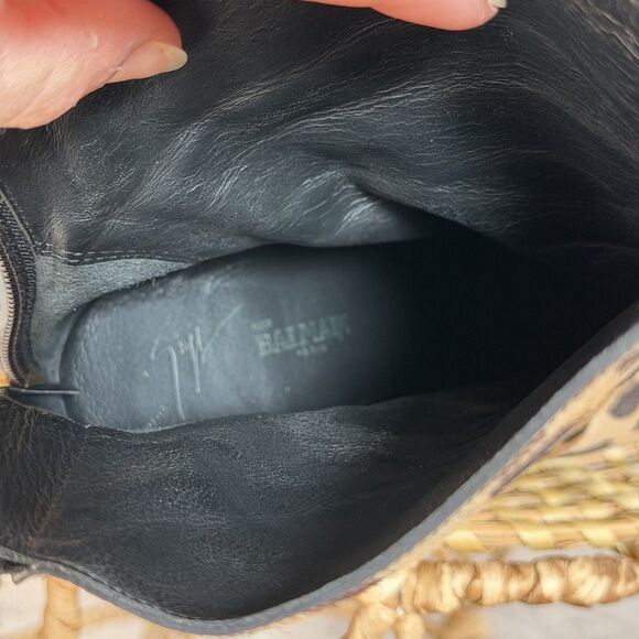 Giuseppe Zanotti x Balmain Leopard Pony Hide Ankle Boots Stiletto Heels Sz 39/9 - Picture 6 of 12